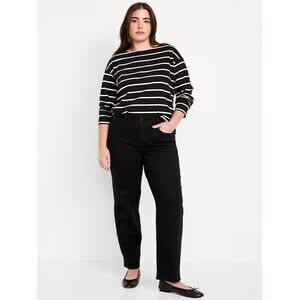 Old Navy High Rise Wow Loose Jeans Womens 16 Black Stretch NEW